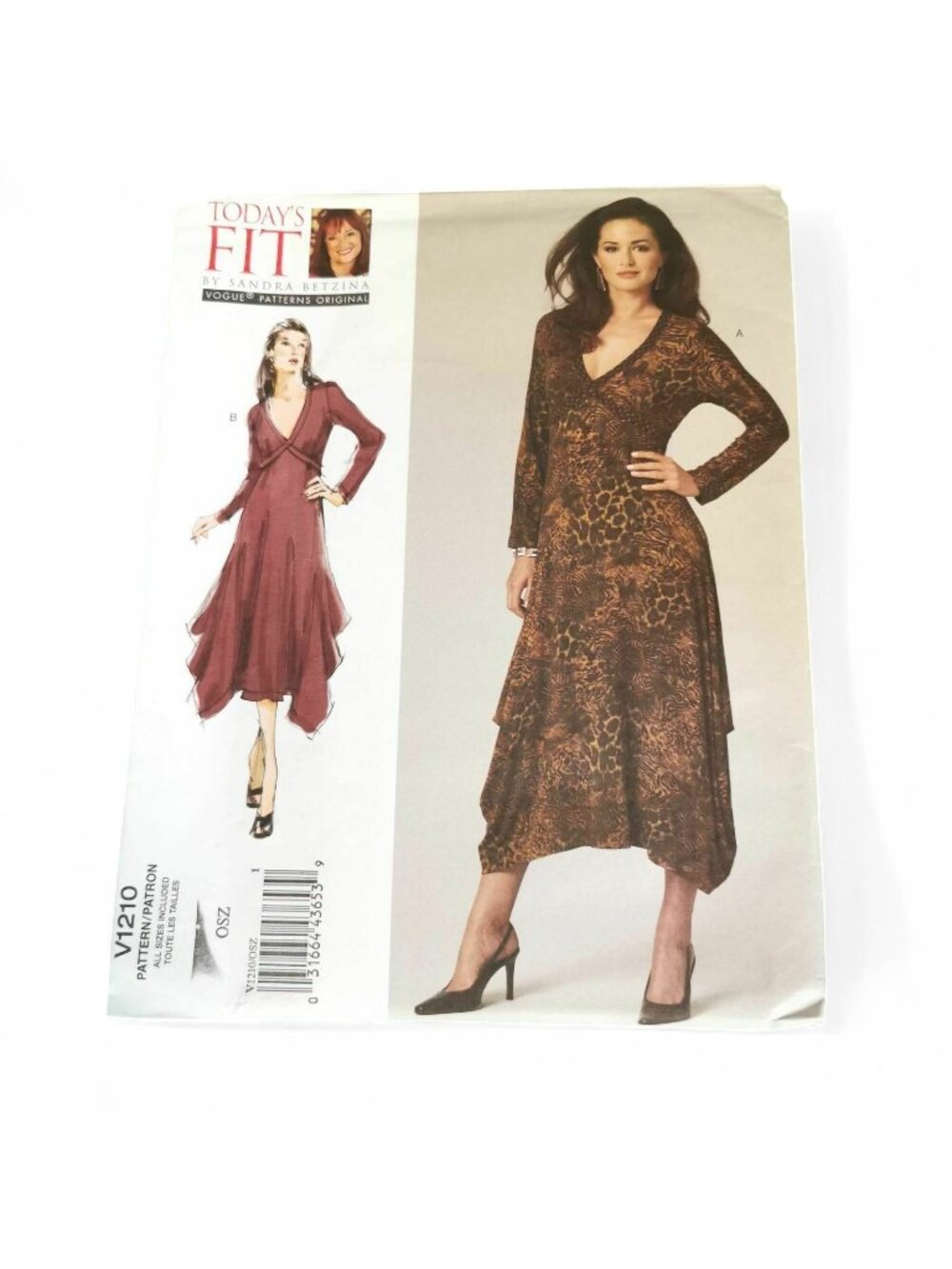Vogue Pattern V1210 Sandra Betzina Dress Sizes 32 to 52 Bust Loose Fitting Uncut